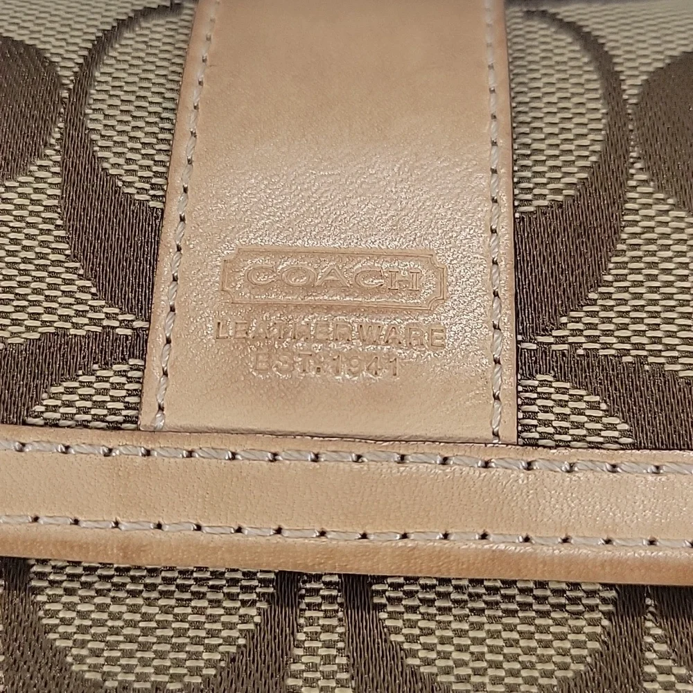 Coach Small Signature Canvas Bifold Wallet in Brown and Tan